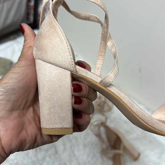 Allegra K Women's Solid Color Strap Block Heel Lace up Sandals - Picture 5 of 9